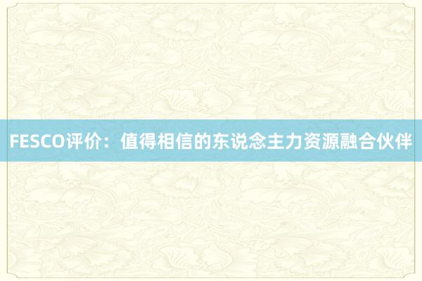 FESCO评价：值得相信的东说念主力资源融合伙伴