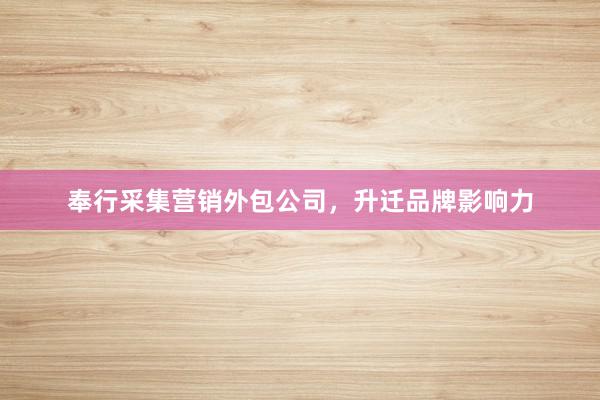 奉行采集营销外包公司，升迁品牌影响力